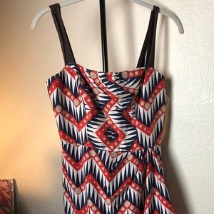 Milly new york festive red chevron print dress